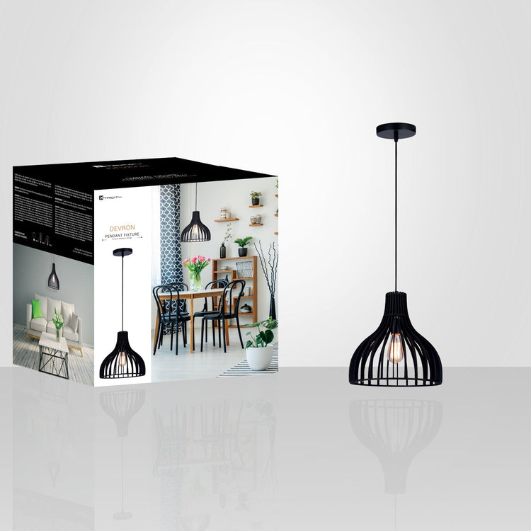 Xtricity - Luminaire Suspendu, Largeur de 13.3'', De la Collection Devon, Noir - emballage - Simple Boutique