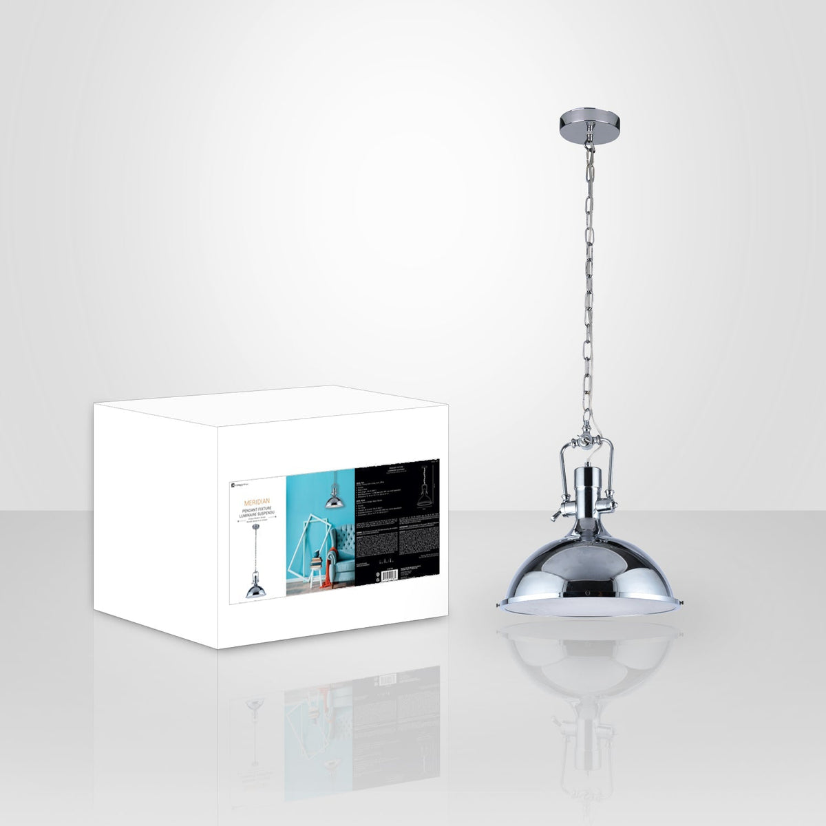 Xtricity - Luminaire Suspendu, Largeur de 15.7'', De la Collection Meridian, Argent - emballage - Simple Boutique
