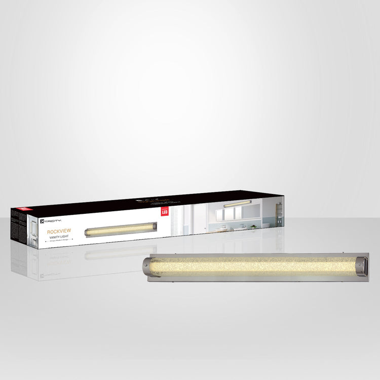 Xtricity - Luminaire Vanité au DEL, Largeur 35.8'', De la Collection Rockview, Fini Chromé - emballage - Simple Boutique
