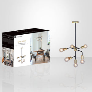 Xtricity  - Luminaire Suspendu à 6 Lumières, Largeur de 14.2'', De la Collection Skylight, Doré - emballage - Simple Boutique