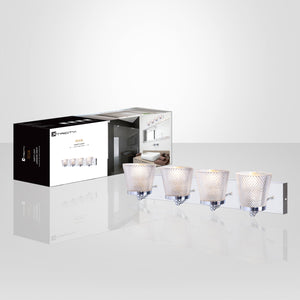 Xtricity - Luminaire de Vanité à 4 Lumières, Largeur de 26.4'', De la Collection Riva, Fini Chromé - emballage - Simple Boutique