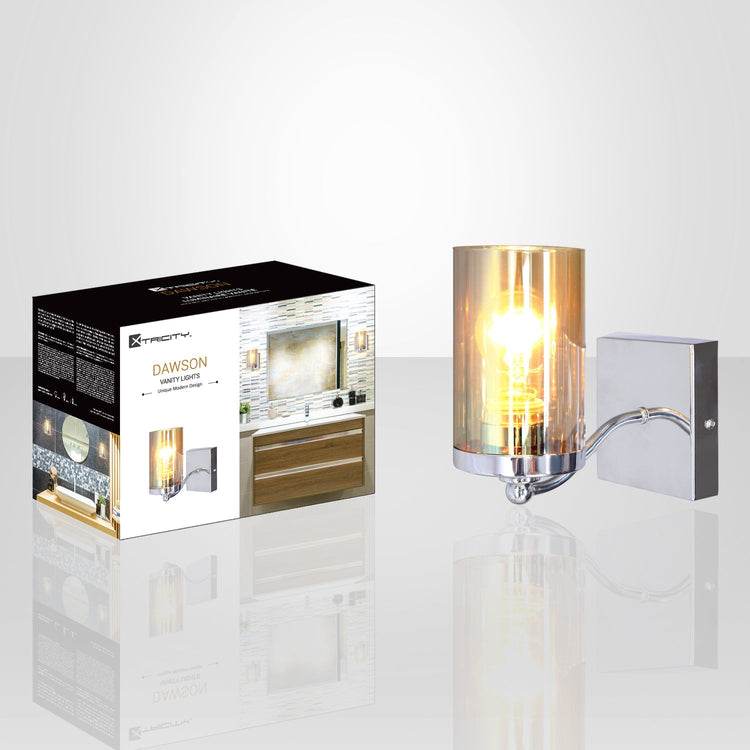 Xtricity - Luminaire de Vanité à 1 Tête, Largeur de 6.9'', De la Collection Dawson, Fini Chromé - emballage - Simple Boutique