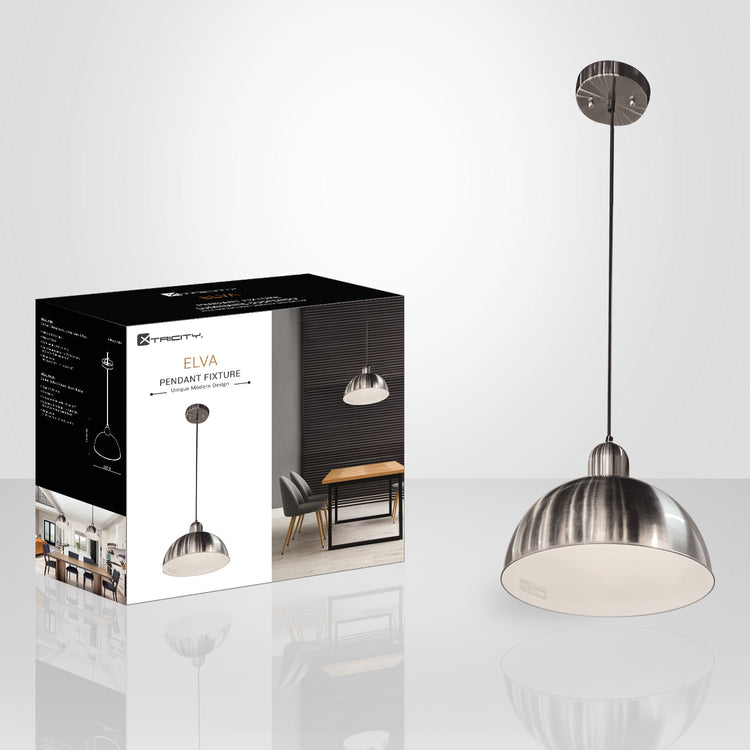 Xtricity - Luminaire Suspendu, Largeur de 10'', De la Collection Elva, Argenté - emballage - Simple Boutique