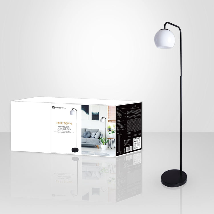 Xtricity - Lampe sur Pied, Hauteur de 59.2'', De la Collection Cape Town, Blanc et Noir - emballage - Simple Boutique
