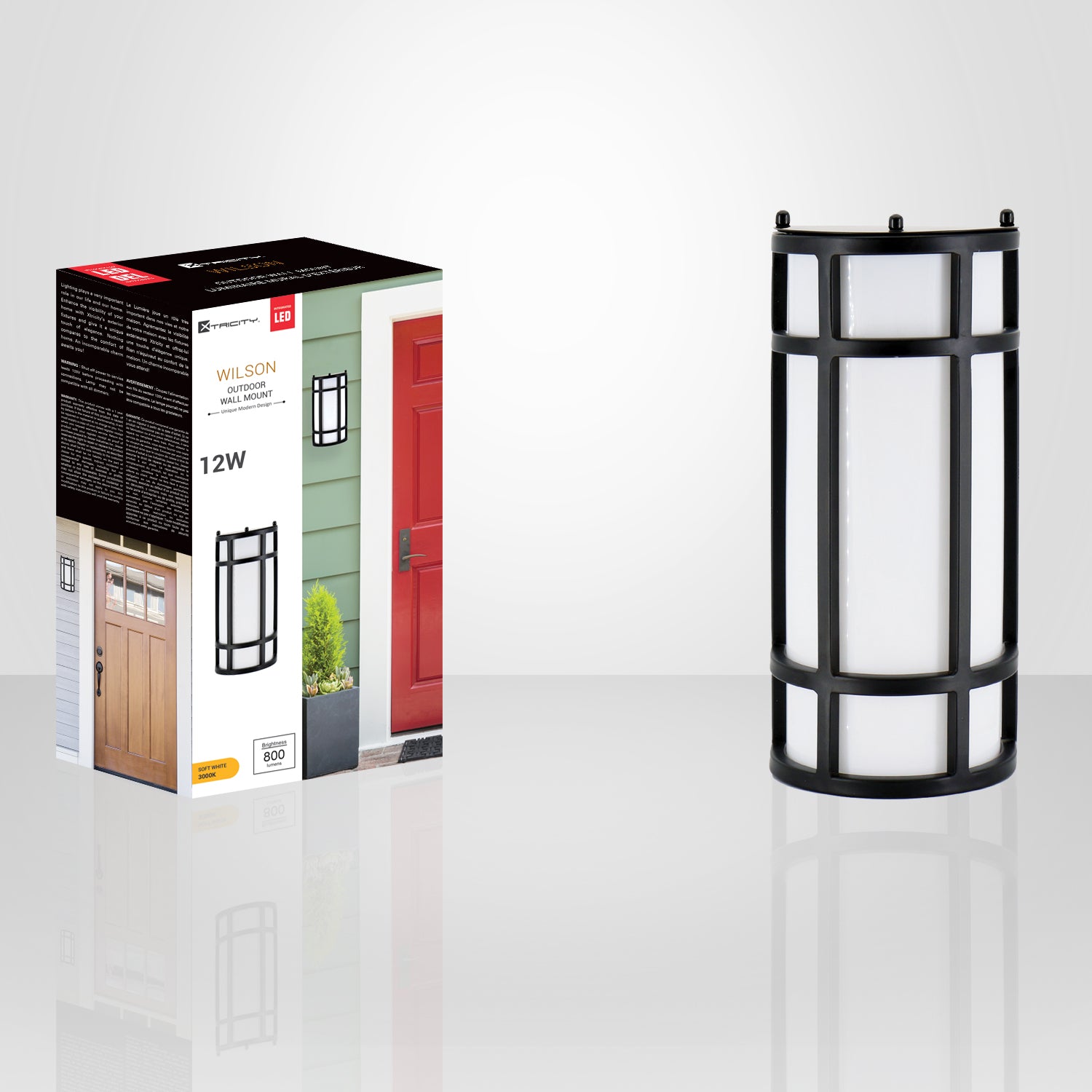 Xtricity - Luminaire Mural Extérieur avec DEL Intégrées, Hauteur de 12'', De la Collection Wilson, Noir - emballage - Simple Boutique