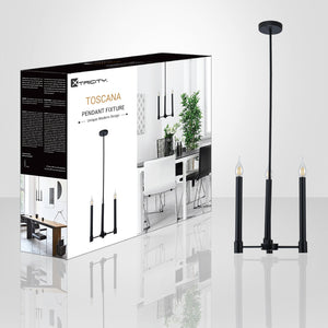 Xtricity - Luminaire Suspendu à 3 Lumières, Largeur de 13'',  De la Collection Toscana, Noir - emballage - Simple Boutique