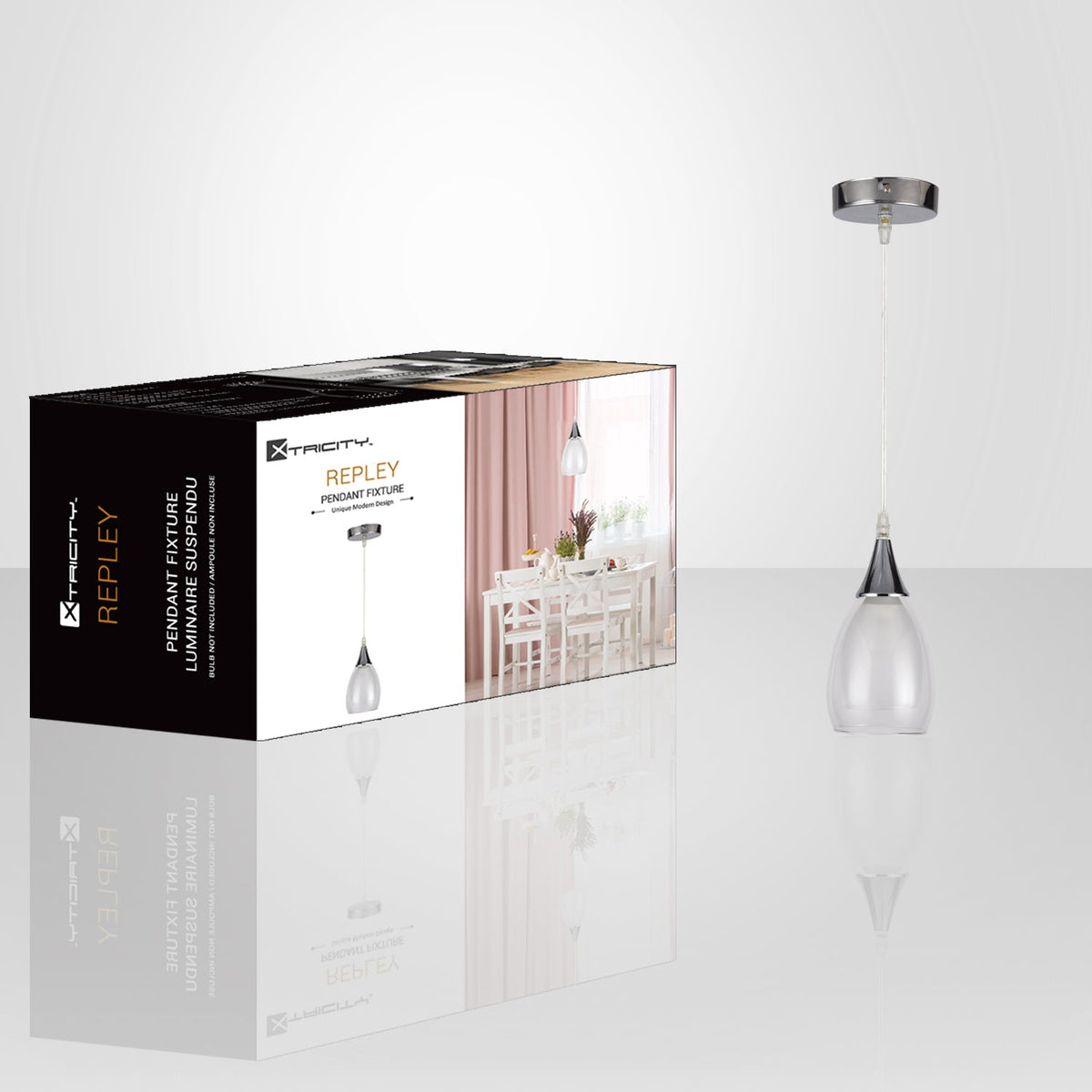 Xtricity - Luminaire Suspendu à 1 Lumière, Largeur de 4.7'', De la Collection Repley, Blanc - emballage - Simple Boutique