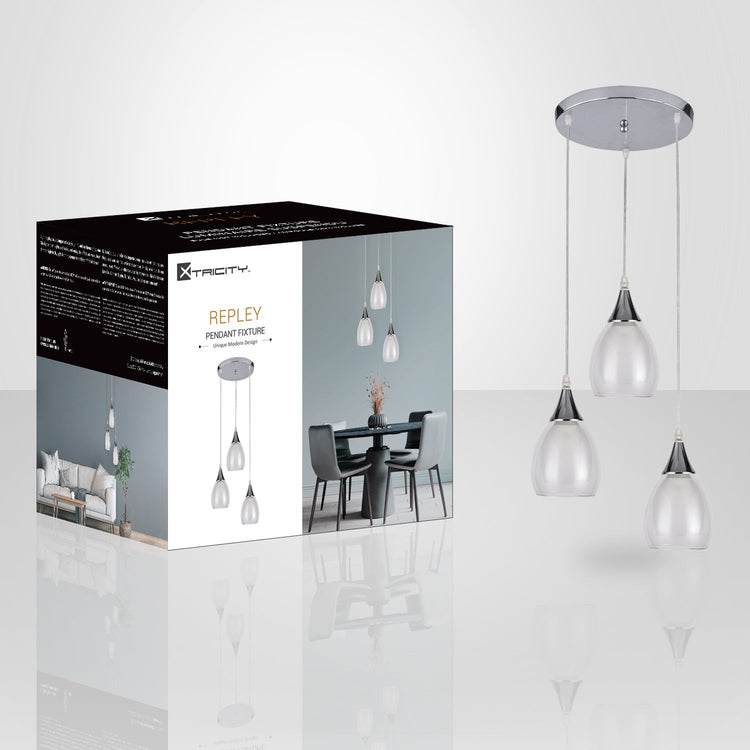 Xtricity - Luminaire Suspendu à 3 Lumières, Largeur de 9.8'', De la Collection Repley, Blanc - emballage - Simple Boutique