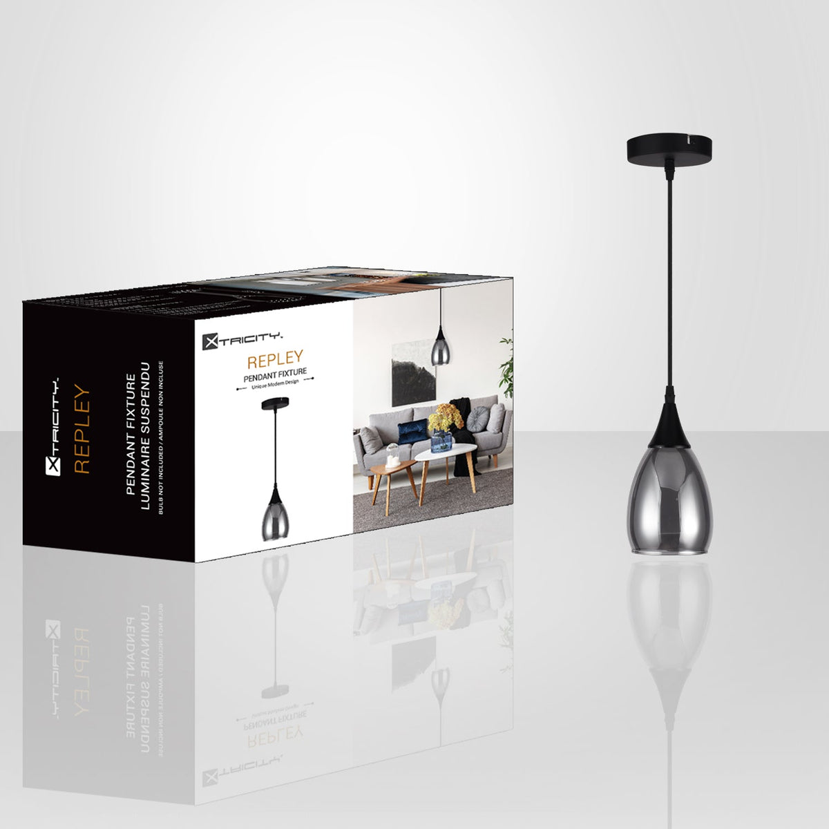 Xtricity - Luminaire Suspendu à 1 Lumière, Largeur de 4.7'', De la Collection Repley, Noir - emballage - Simple Boutique