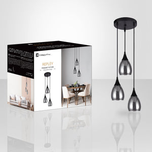 Xtricity - Luminaire Suspendu à 3 Lumières, Largeur de 9.8'', De la Collection Repley, Noir - emballage - Simple Boutique