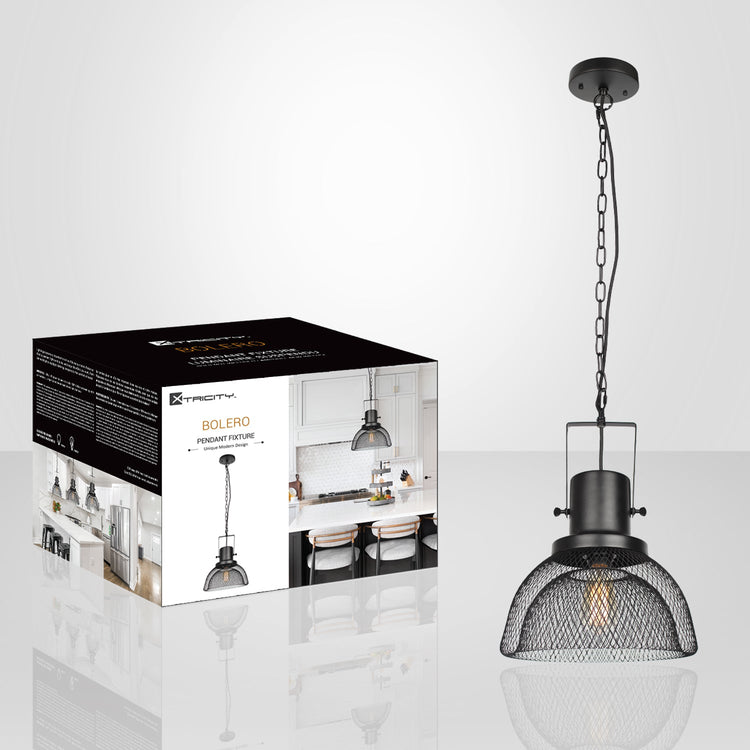 Xtricity - Luminaire Suspendu, Largeur de 12.2", De la Collection Bolero, Noir - emballage - Simple Boutique