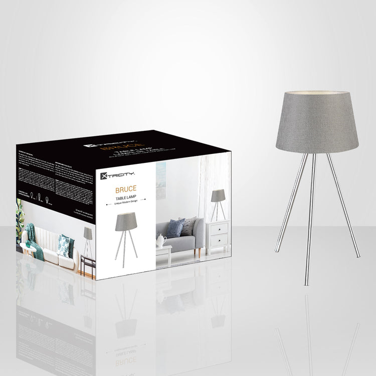 Xtricity - Lampe de Table Moderne, Hauteur de 19.7", De la Collection Bruce, Gris - emballage - Simple Boutique
