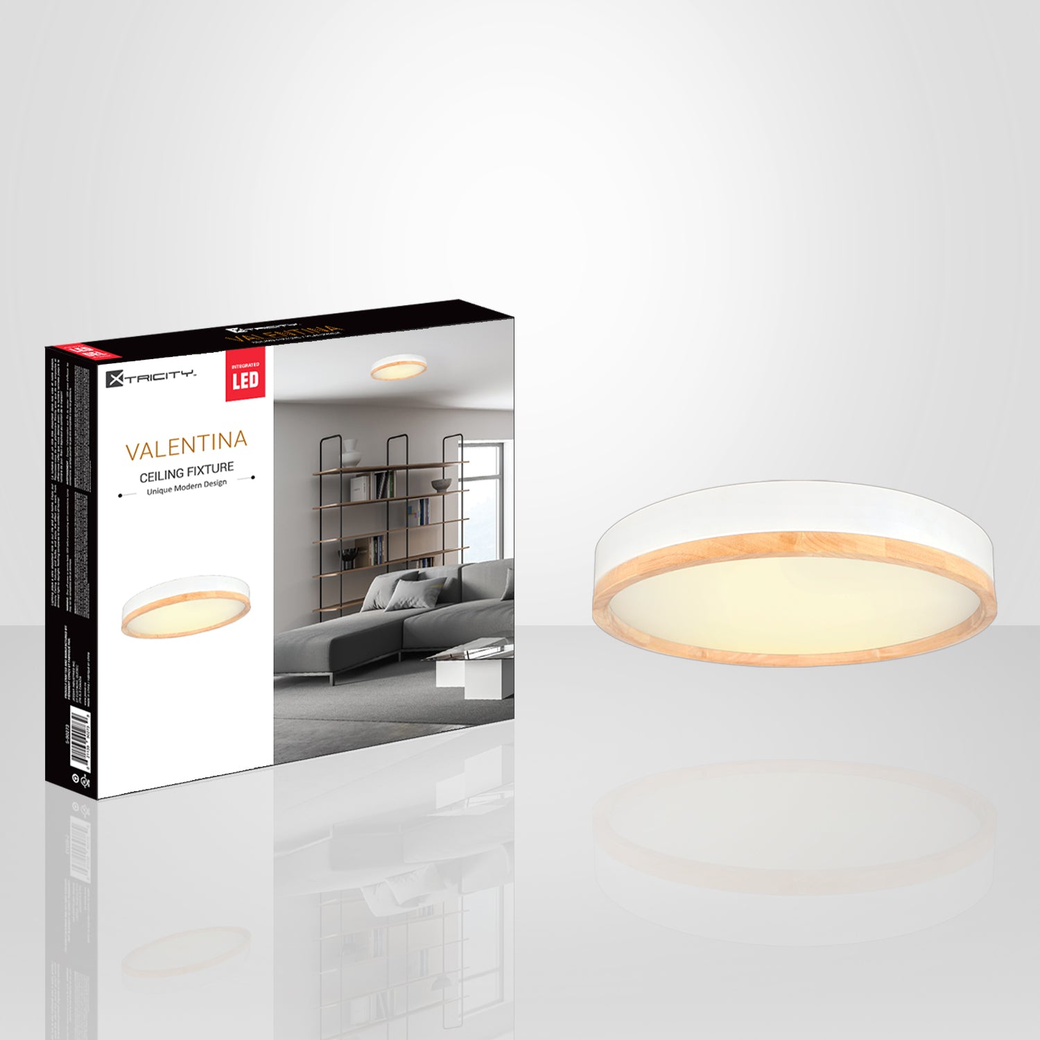 Xtricity - Plafonnier avec DEL Intégré, Diamètre de 19.7", De la Collection Valentine, Blanc - emballage - Simple Boutique