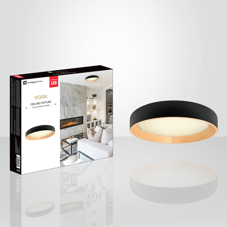 Xtricity - Plafonnier avec DEL Intégré, Diamètre de 19.7", De la Collection York, Noir - emballage - Simple Boutique