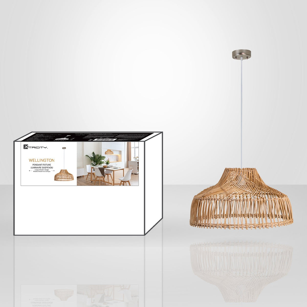 Xtricity - Luminaire Suspendu, Largeur de 15.75", De la Collection Wellington, Beige - emballage - Simple Boutique