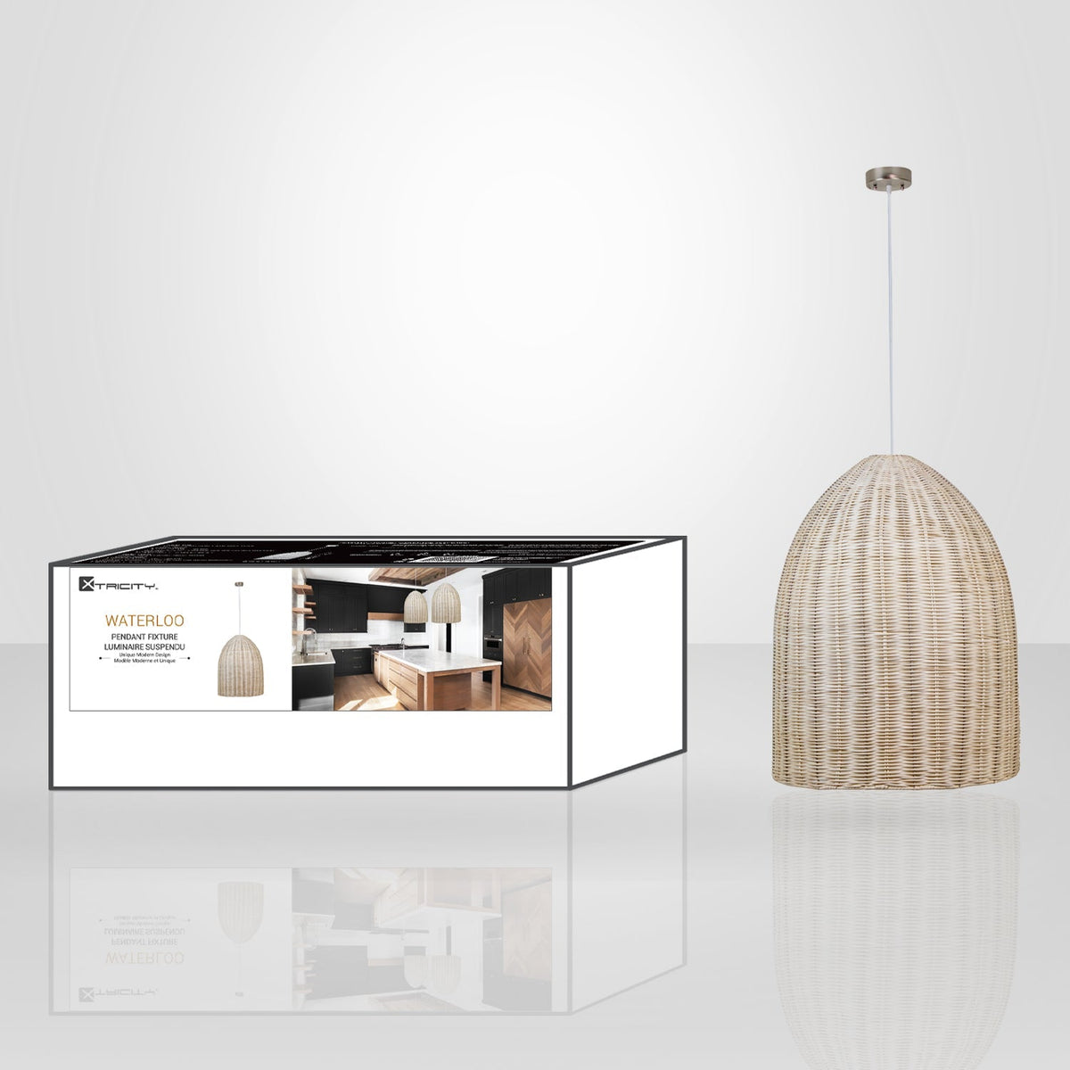 Xtricity - Luminaire Suspendu, Hauteur de 23.43", De la Collection Waterloo, Beige - emballage - Simple Boutique