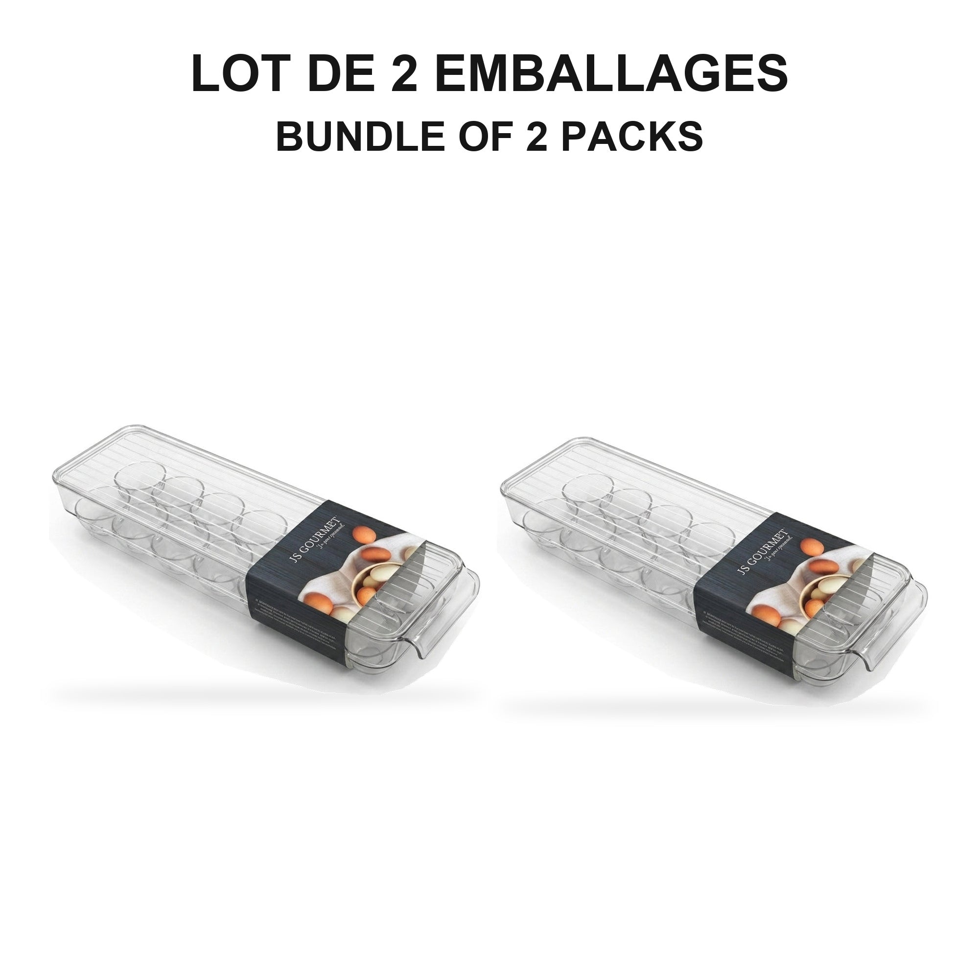 Jessar - Ensemble de 2 Organisateurs de Rangement pour Oeufs, Capacité de 12, 37 X 11 X 7.5cm - emballage - Simple Boutique