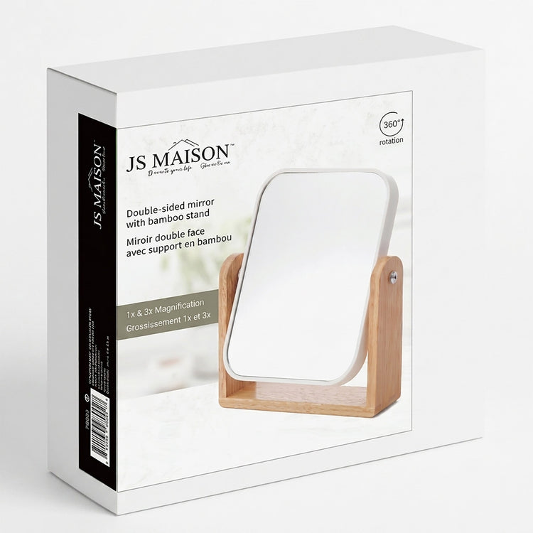 Jessar - Miroir de Table à un Coté avec Pied en Bambou - emballage - Simple Boutique