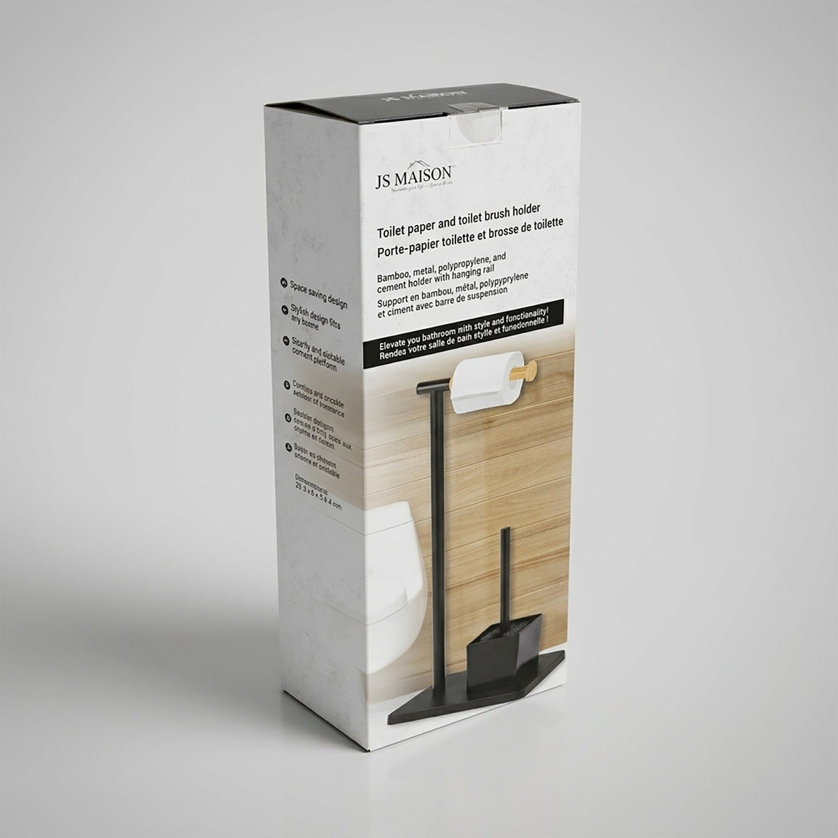 Jessar - Support à Papier Hygiénique avec Brosse à Toilette, Noir - emballage - Simple Boutique