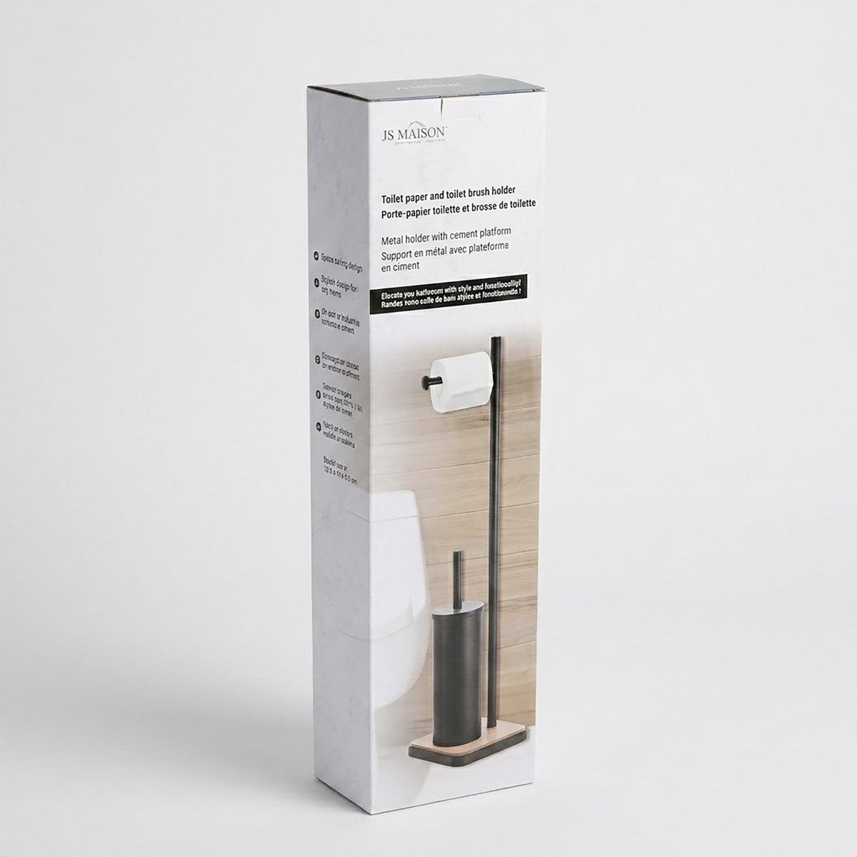 Jessar - Support à Papier Hygiénique avec Brosse à Toilette, Noir - emballage - Simple Boutique
