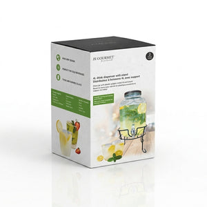 JS Gourmet - Distributeur de Boisson en Verre avec Support, Capacité de 5 Litres - emballage - Simple Boutique