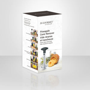 JS Gourmet - Vide-Ananas et Trancheuse (épluche, tranche et évide), Acier Inoxydable - emballage - Simple Boutique
