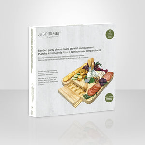 JS Gourmet - Grande Planche à Fromage en Bambou avec Tiroir Coulissant et 4 Couteaux - emballage - Simple Boutique