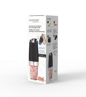 JS Gourmet- Moulin à Sel ou Poivre Électrique Avec Lumière DEL Bleu, Noir - emballage - Simple Boutique