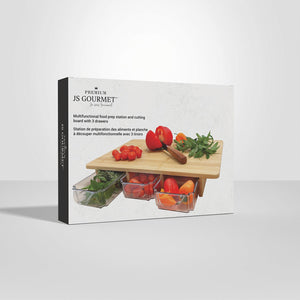 JS Gourmet - Planche à Découper en Bambou Avec 3 Tiroirs Coulissant - emballage - Simple Boutique