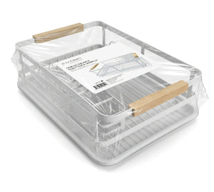 JS Gourmet - Égouttoir à Vaisselle avec Plateau en Plastique et Porte Couverts, Blanc - emballage - Simple Boutique