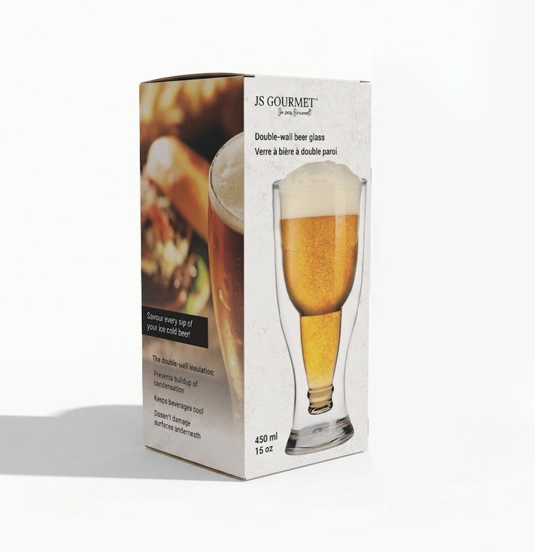 JS Gourmet - Verre à Bière à Double Paroi, Capacité de 450ml - emballage - Simple Boutique