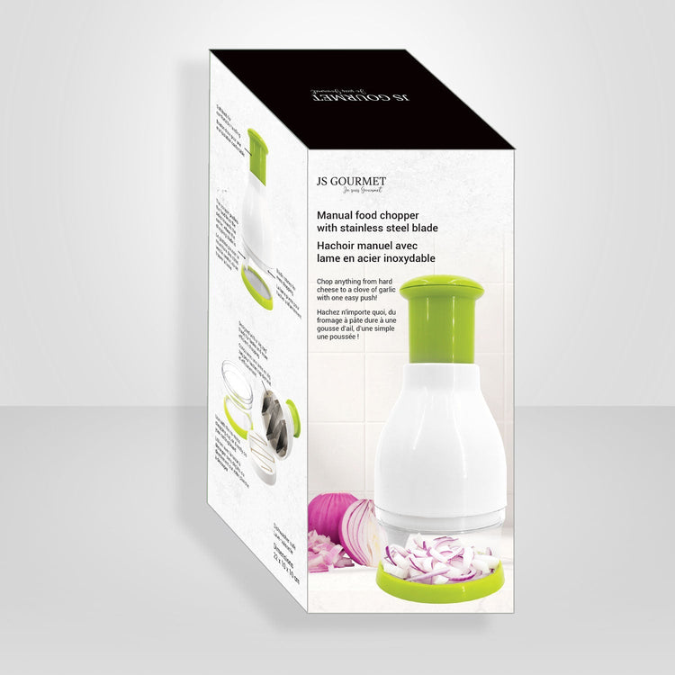 JS Gourmet - Hachoir Manuel avec Lame en Acier Inoxydable, Vert - emballage - Simple Boutique