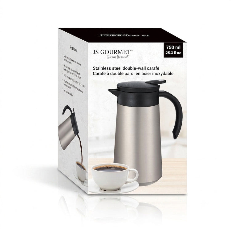 JS Gourmet - Carafe à Double Paroi, Capacité de 750ml, Acier Inoxydable - emballage - Simple Boutique