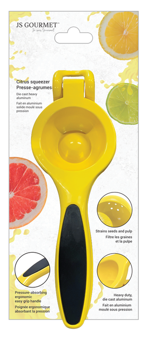 JS Gourmet - Presse-Agrume Manuel avec Poignée, Jaune - emballage - Simple Boutique