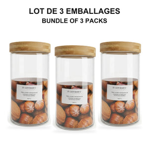 JS Gourmet - Ensemble de 3 Contenants en Verre avec Couvercle Hermétique, Capacité de 1700ml - emballage - Simple Boutique