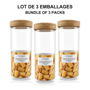 JS Gourmet - Ensemble de 3 Contenants en Verre avec Couvercle Hermétique, Capacité de 2100ml - emballage - Simple Boutique