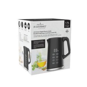 JS Gourmet - Bouilloire Électrique Numérique, Contrôle Tactile, Capacité de 1.7 Litre, Noir - emballage - Simple Boutique