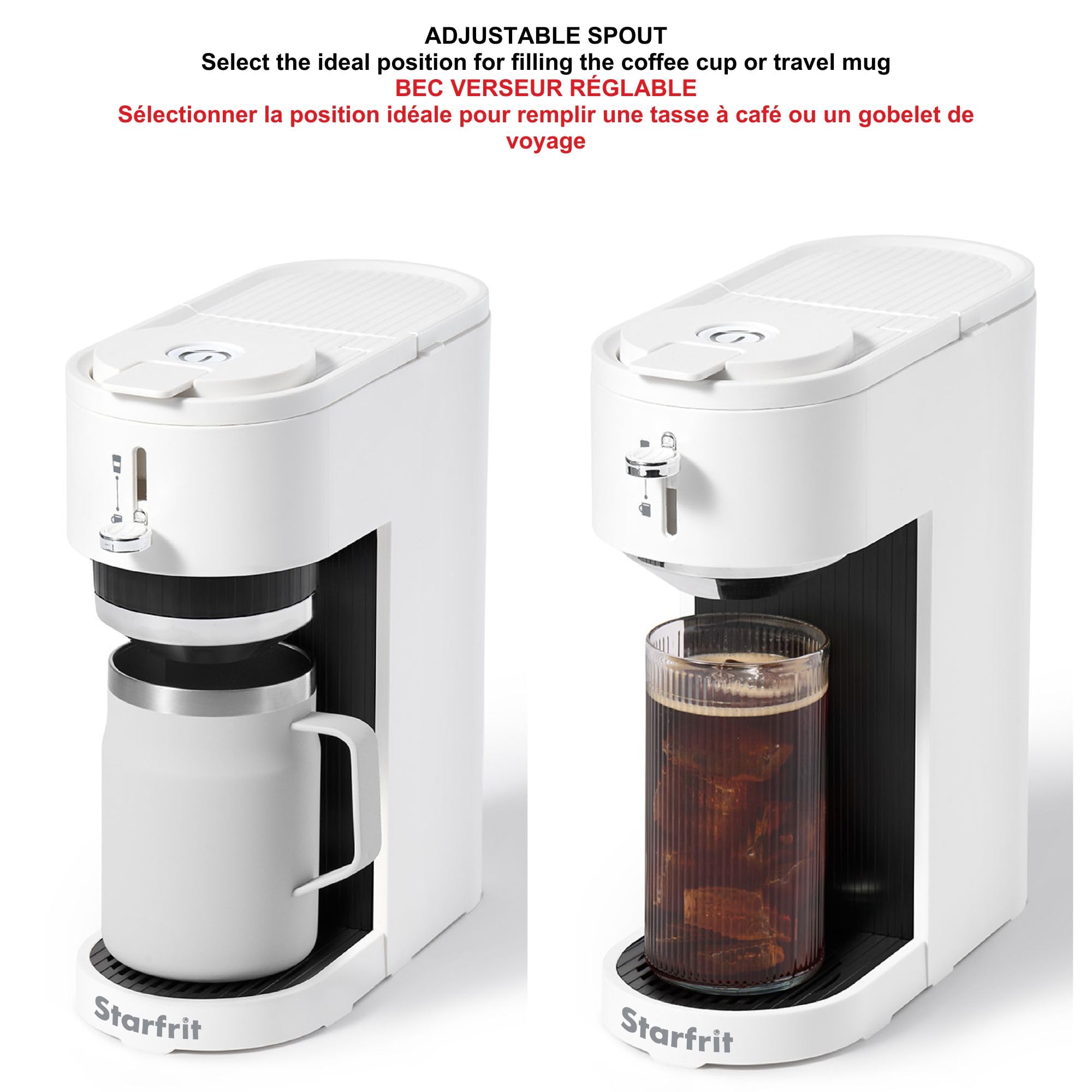 Cafetière 2-en-1 compatible K-Cup et café moulu, 1050W, blanche - Simple Boutique
