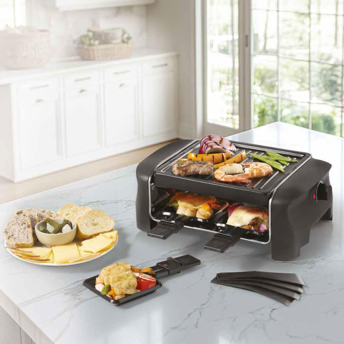 Gril à raclette pour 4 personnes, antiadhésif, 600 W, contrôle de température - Simple Boutique
