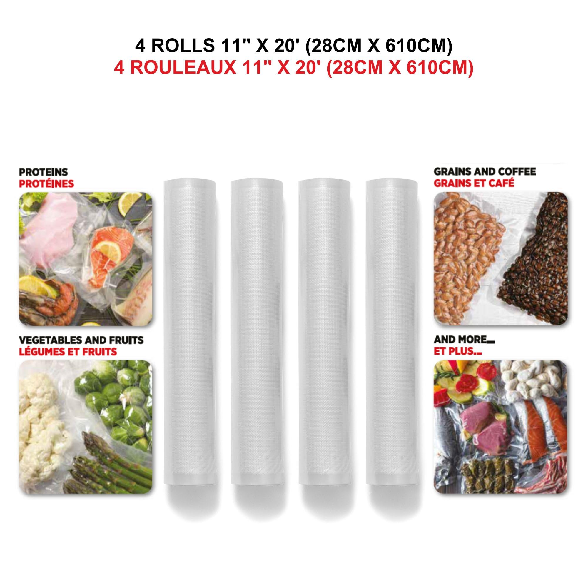 Rouleaux pour scelleuse sous vide, 4 unités 11" x 20' - Simple Boutique