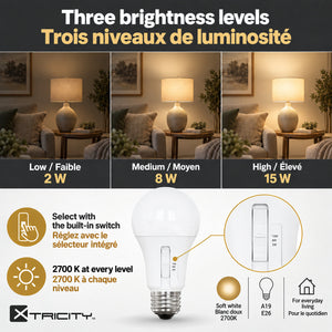 Tri-Light — Three brightness levels / Trois niveaux de luminosité