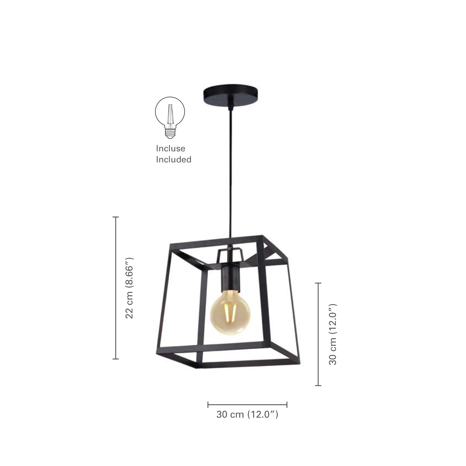 Xtricity - Luminaire Suspendu, Largeur de 12'', De la Collection Westwood, Noir - dimensions - Simple Boutique