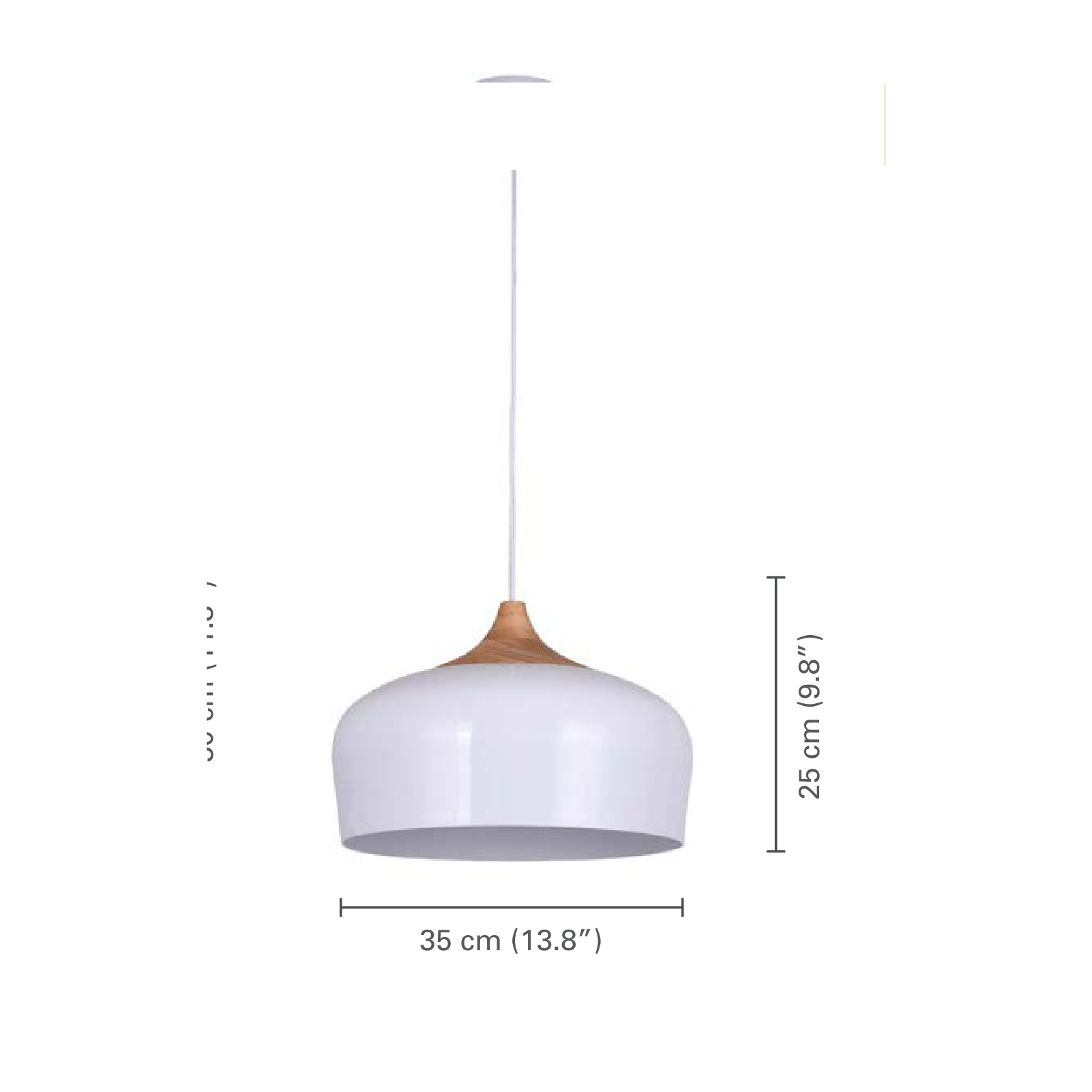 Xtricity - Luminaire Suspendu, Largeur de 13.8'', De la Collection Belmont, Blanc et Bois - dimensions - Simple Boutique