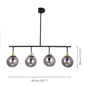Xtricity - Luminaire Suspendu à 4 Têtes, Largeur de 33.1'', De la Collection Bolton, Noir - dimensions - Simple Boutique