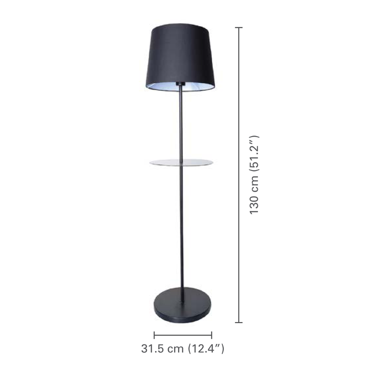 Xtricity - Lampe Torchère sur Pied, Hauteur de 4.25', de la Collection Nirvana, Noir - dimensions - Simple Boutique