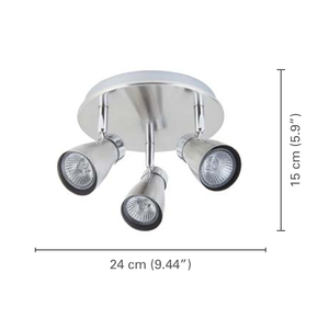 Xtricity - Plafonniers à 3 Têtes, Largeur de 9.44'', De la Collection Yorkshire, Nickel Chrome - dimensions - Simple Boutique