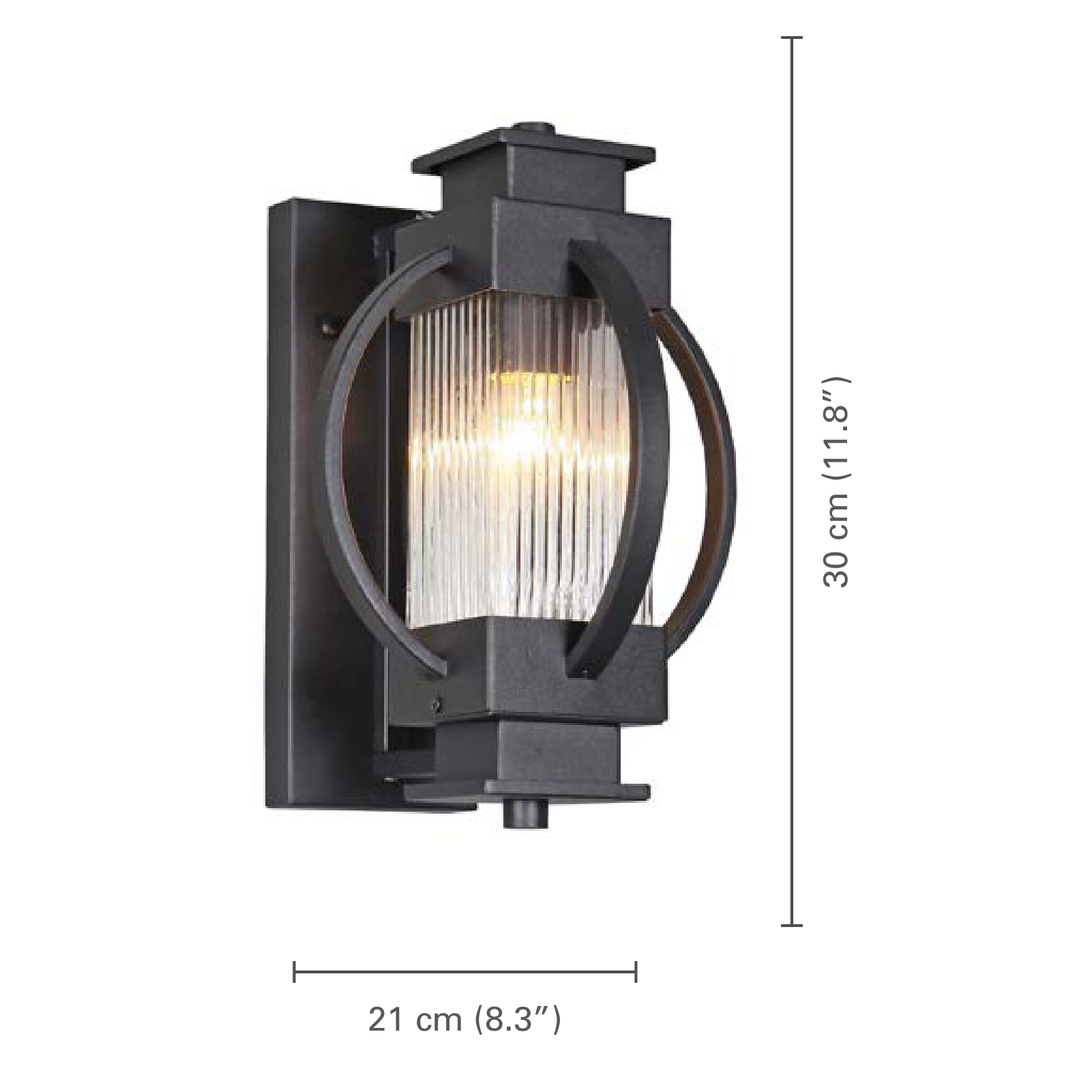Xtricity - Luminaire Mural Extérieur, Hauteur de 11.81'', De la Collection Bourne, Noir - dimensions - Simple Boutique