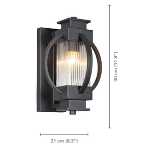 Xtricity - Luminaire Mural Extérieur, Hauteur de 11.81'', De la Collection Bourne, Noir - dimensions - Simple Boutique