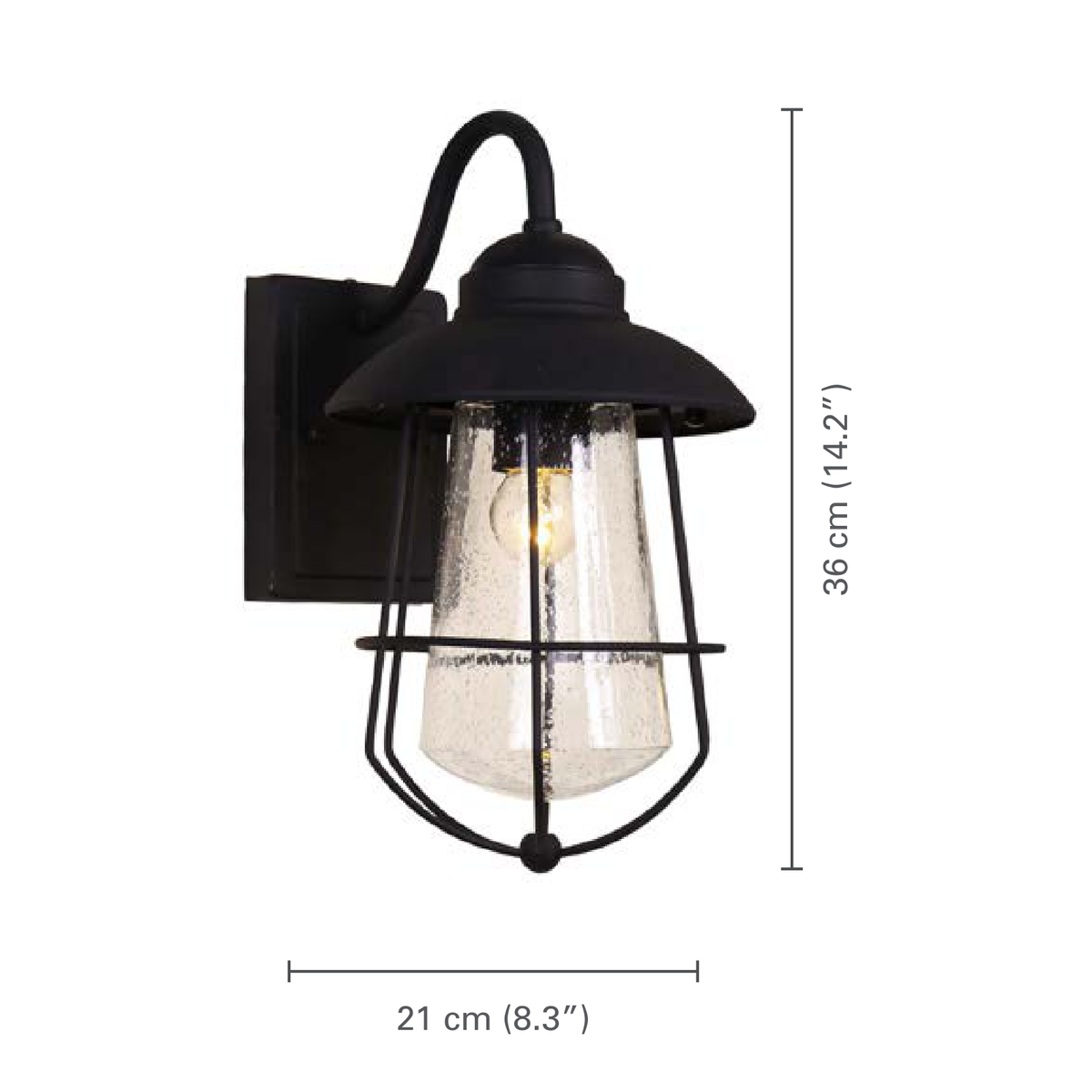 Xtricity - Luminaire Mural Extérieur, Hauteur de 14.17'', De la collection Edgar, Noir - dimensions - Simple Boutique