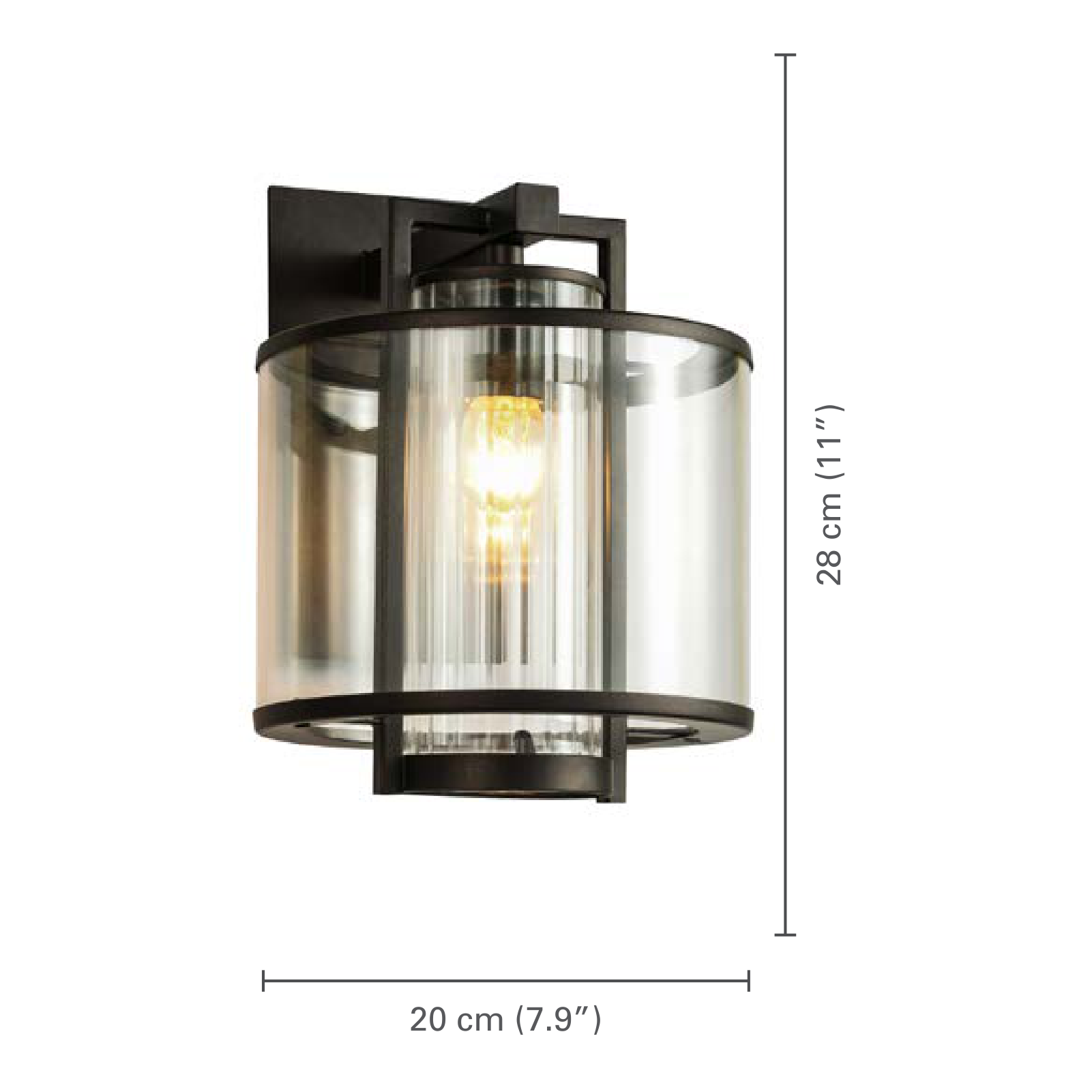 Xtricity - Luminaire Mural Extérieur, Hauteur de 11'', De la Collection Camila, Noir - dimensions - Simple Boutique